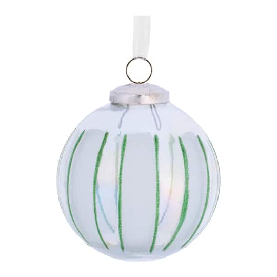Melrose White & Green Glass Ball Ornament Set